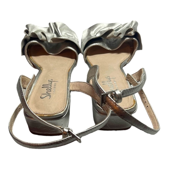 Shellys London Denaira Silver Leather Block Heel Sandals Women’s Size 6 - Picture 3 of 5